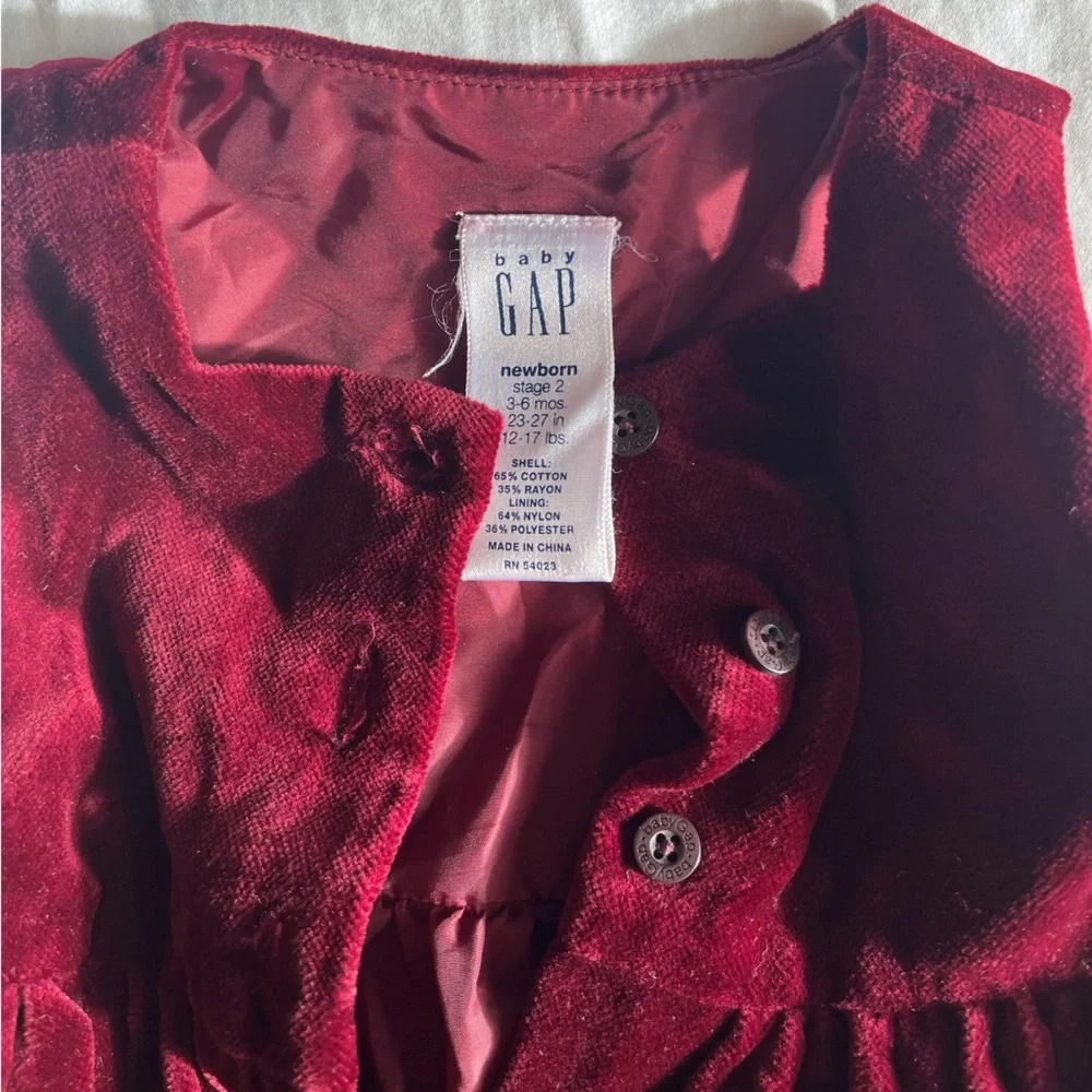 GAP Baby Velvet Maroon Dress Newborn 3-6 Months Holiday Dress with Bloomers